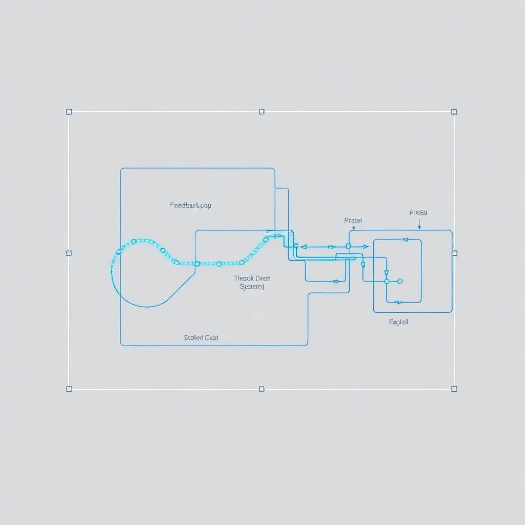 A technical blueprint of a feedback loop system with blue gl